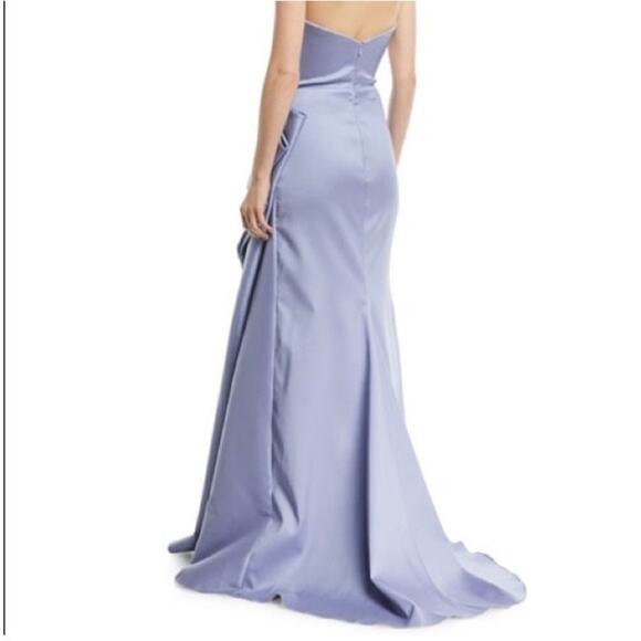 Badgley Mischka Mikado Ruffle Strapless Purple Gown Part Cocktail READ Womens 16 - Picture 2 of 9